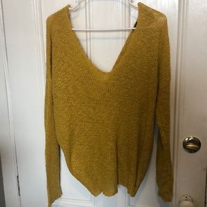 Mustard off the shoulder light sweater